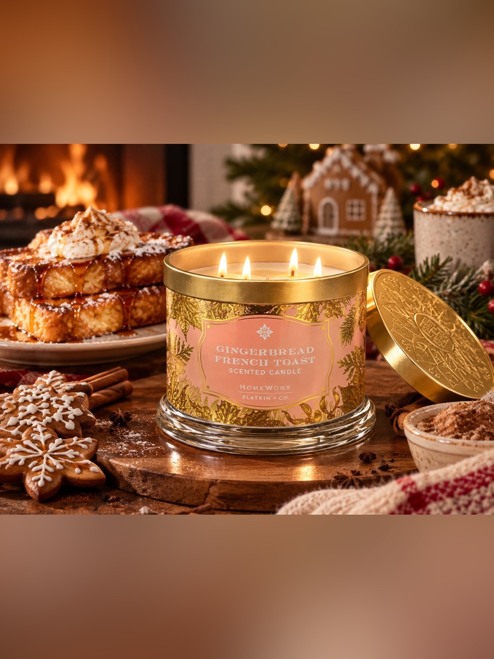 ✨ HomeWorx x Slatkin + Co. Gingerbread French Toast 4-Wick Scented Candle ✨